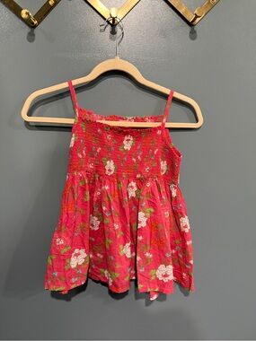 ROOM SEVEN Floral Smocked Tank Top — Pink